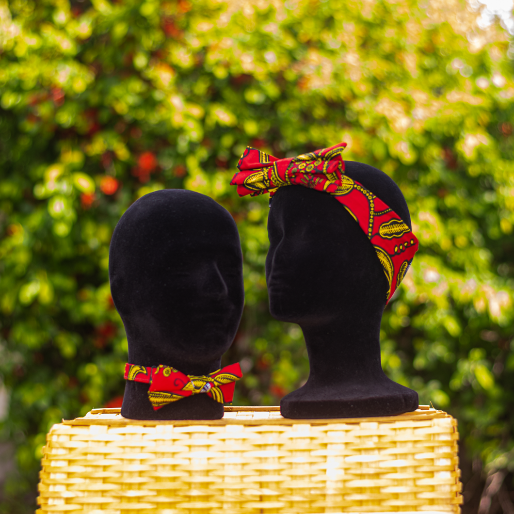 Red Matching Bow Tie and Bow Headband Set