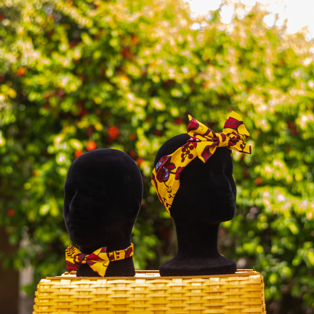 Yellow Matching Bow Tie and Bow Headband Set